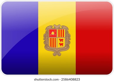 Flag Icon of Andorra Republic Country,National Vector Flag Iconic Symbol and Colors of Andorra Republic flag.