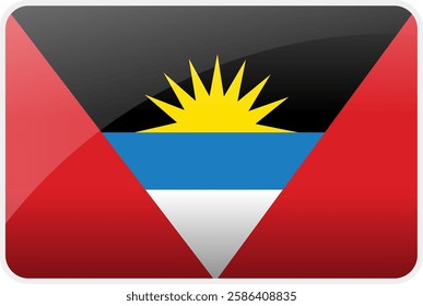 Flag Icon of Antigua and Barbuda Country,National Vector Flag Iconic Symbol and Colors of Antigua and Barbuda flag.