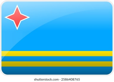 Flag Icon of Aruba Country,National Vector Flag Iconic Symbol and Colors of Aruba flag.