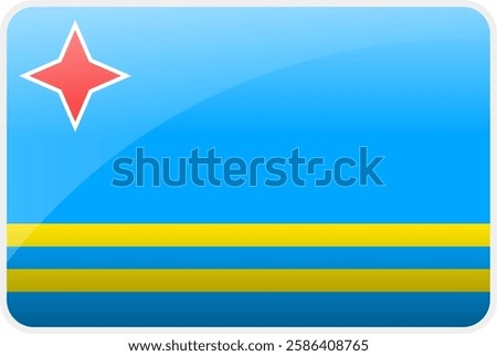 Flag Icon of Aruba Country,National Vector Flag Iconic Symbol and Colors of Aruba flag.