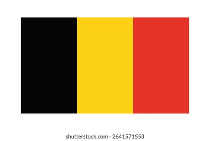 Flag icon of  Belgium.  Belgium Official National Flag. Flat Digital Vector Illustration of  Belgium Flag and National Emblem. Rectangular  Belgium Flag Icon – Standard Size and Colors.
