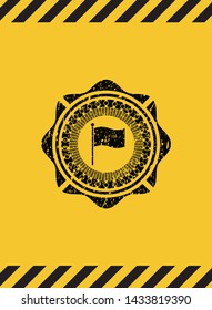 flag icon black grunge emblem with yellow background. Vector Illustration. Detailed.