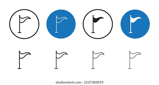 Flag icon Black line art vector logo set