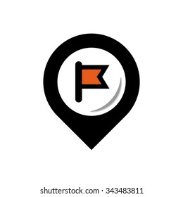 Flag icon - black vector illustration. Flat image. Geometric contour.