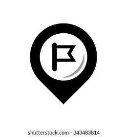 Flag icon - black vector illustration flat image. Geometric contour.