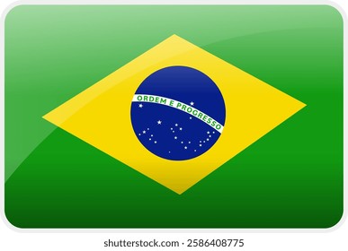 Flag Icon of Brazil Country,National Vector Flag Iconic Symbol and Colors of Brazil flag.