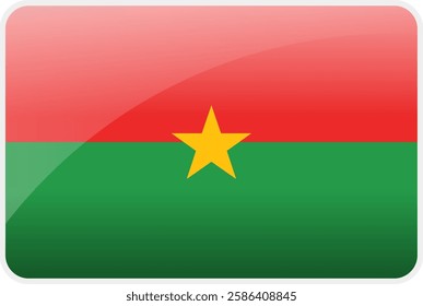 Flag Icon of Burkina Faso Country,National Vector Flag Iconic Symbol and Colors of Burkina Faso flag.