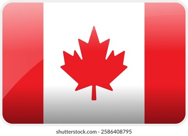 Flag Icon of Canada Country,National Vector Flag Iconic Symbol and Colors of Canada flag.