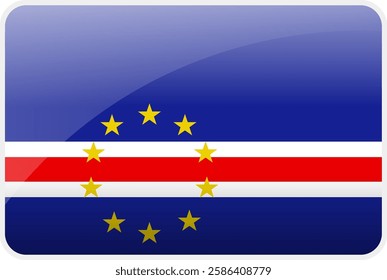 Flag Icon of Cape Verde Country,National Vector Flag Iconic Symbol and Colors of Cape Verde flag.