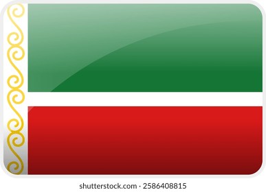 Flag Icon of Chechnya Country,National Vector Flag Iconic Symbol and Colors of Chechen flag.