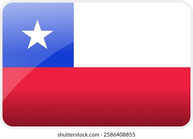 Flag Icon of Chile Country,National Vector Flag Iconic Symbol and Colors of Chile flag.