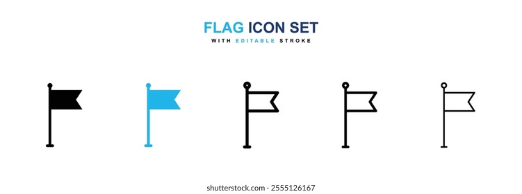 Flag icon collection in black and blue colors