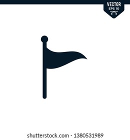 Flag icon collection in glyph style, solid color vector
