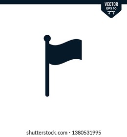 Flag icon collection in glyph style, solid color vector