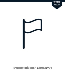 Flag icon collection in outlined or line art style, editable stroke vector