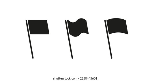 Flag icon collection. Waving black flags symbol set.