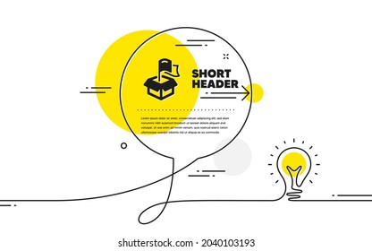 Flag icon. Continuous line idea chat bubble banner. Delivery location sign. Package destination symbol. Delivery location icon in chat message. Talk comment light bulb background. Vector