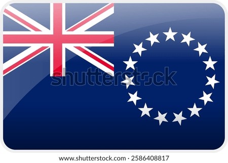 Flag Icon of Cook Islands Country,National Vector Flag Iconic Symbol and Colors of Cook Islands flag.