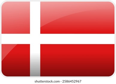 Flag Icon of Denmark Country,National Vector Flag Iconic Symbol and Colors of Denmark flag.