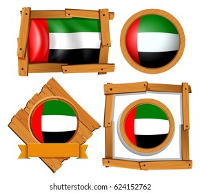 Flag icon design for Arab Emirates in different shapes illustration
