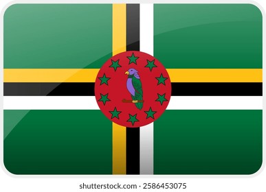 Flag Icon of Dominica Country,National Vector Flag Iconic Symbol and Colors of Dominica flag.