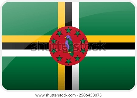 Flag Icon of Dominica Country,National Vector Flag Iconic Symbol and Colors of Dominica flag.