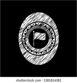 flag icon drawn on a chalkboard