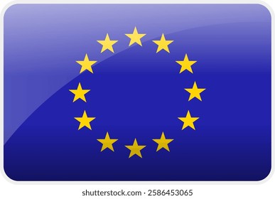 Flag Icon of European Union Country,National Vector Flag Iconic Symbol and Colors of  European Union flag.