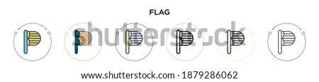 Flag icon in filled, thin line, outline and stroke style. Vector illustration of two colored and black flag vector icons designs can be used for mobile, ui, web