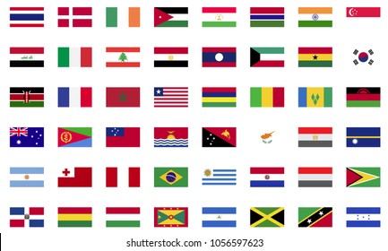 Flag icon flat collection with different countries