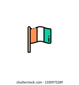 Flag icon, flat design line art thin style. Saint Patrick's Day vector illustration