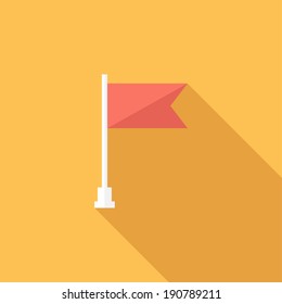 Flag icon. Flat design style modern vector illustration. Isolated on stylish color background. Flat long shadow icon. Elements in flat design.