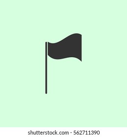 Flag icon flat. Grey vector symbol on green background