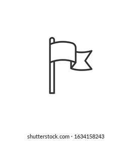 Flag icon in flat style. Pin vector illustration on white isolated background. Flagpole business concept.