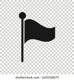 Flag icon in flat style. Pin vector illustration on white isolated background. Flagpole business concept.