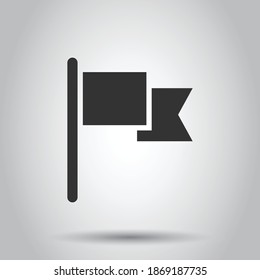 Flag icon in flat style. Pin vector illustration on white isolated background. Flagpole business concept.