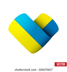 Flag icon in the form of heart. I love Ukraine. Vector Illustration. Isolated on white background.