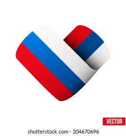 Flag icon in the form of heart. I love Russia. Vector Illustration. Isolated on white background.
