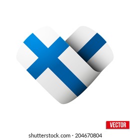 Flag icon in the form of heart. I love Finland. Vector Illustration. Isolated on white background.
