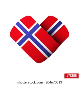 Flag icon in the form of heart. I love Norway. Vector Illustration. Isolated on white background.