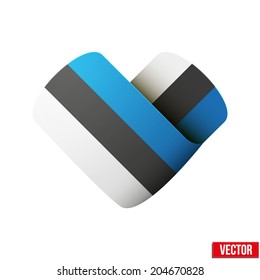 Flag icon in the form of heart. I love Estonia. Vector Illustration. Isolated on white background.
