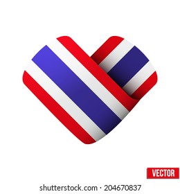 Flag icon in the form of heart. I love Thailand. Vector Illustration. Isolated on white background.