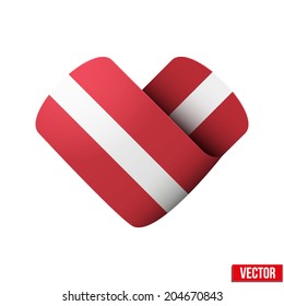 Flag icon in the form of heart. I love Latvia. Vector Illustration. Isolated on white background.