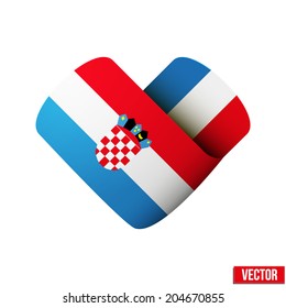 Flag icon in the form of heart. I love Croatia. Vector Illustration. Isolated on white background.