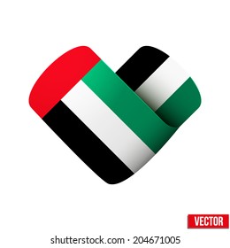 Flag icon in the form of heart. I love UAE. Vector Illustration. Isolated on white background.