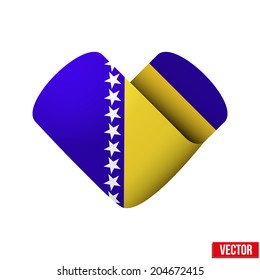 Flag icon in the form of heart. I love Bosnia and Herzegovina. Vector Illustration. Isolated on white background.