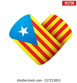 flag icon in the form of heart. I love Catalonia. Vector Illustration Isolated on white background.