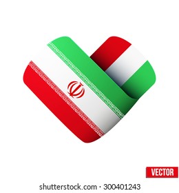 flag icon in the form of heart. I love Iran. Vector Illustration Isolated on white background.