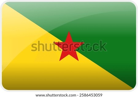 Flag Icon of French Guiana Country,National Vector Flag Iconic Symbol and Colors of French Guiana flag.