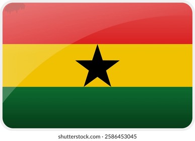 Flag Icon of Ghana Country,National Vector Flag Iconic Symbol and Colors of Ghana flag.